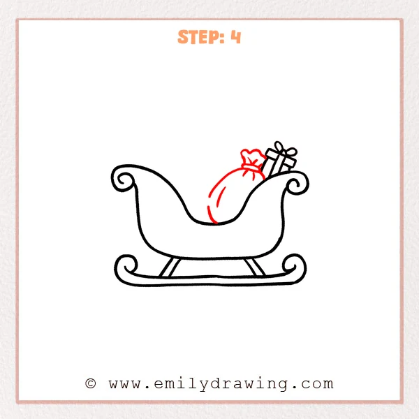 how to draw a santa sleigh - Step 4